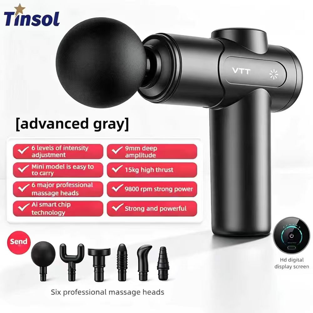 Health Wellness - TINSOL電動筋膜ガン ディープティシューパーカッションマッサージャー LEDタッチスクリーン 6種類の交換可能なマッサージヘッド