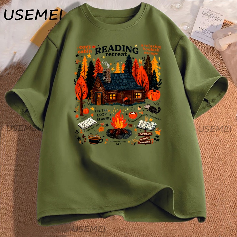居心地の良いキャビン読書リトリート Tシャツ秋の書っぽい T - Herbal Wellness Book のレビューと価格
