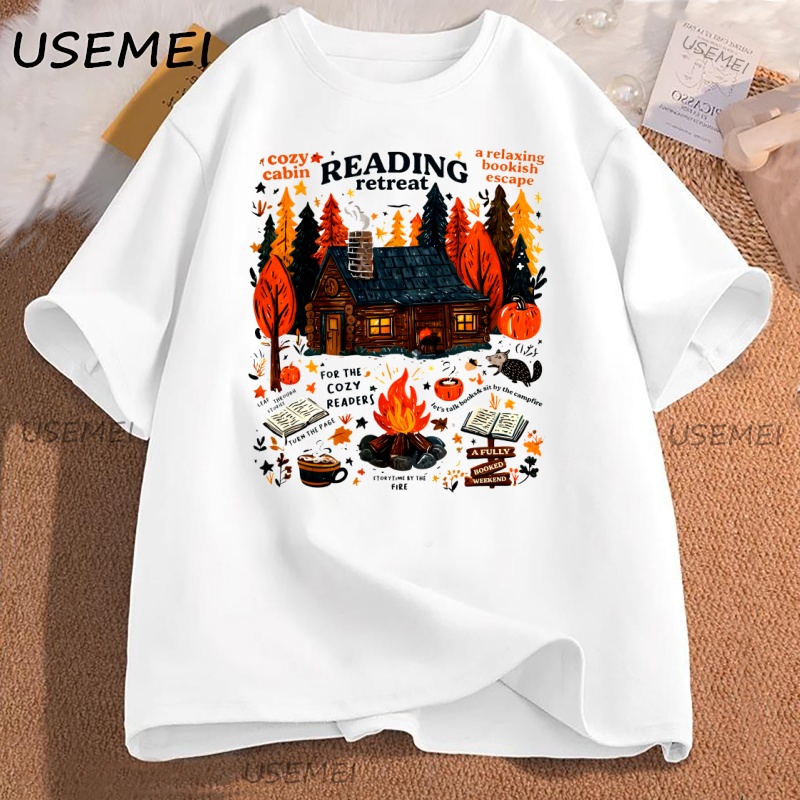 居心地の良いキャビン読書リトリート Tシャツ秋の書っぽい T - Herbal Wellness Book のレビューと価格