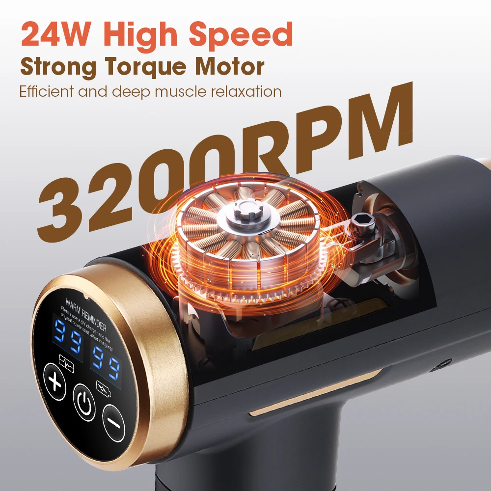 電動筋膜ガン 24W 99段階調整可能 11種類の交換ヘッド - Health Wellness のレビューと価格